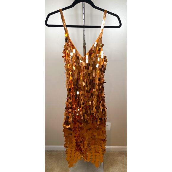 Jonathan Simkhai Indra Sequin Embellished Asymmetric Orange Maxi Dress Sz 2 - Picture 4 of 10